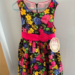 New American Princess Spring party flower black floral dress sz  6 Style A44198